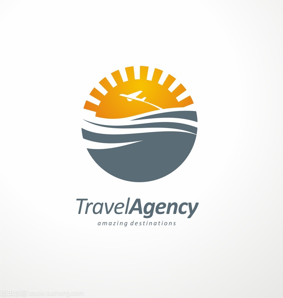 創(chuàng)意 logo 設(shè)計(jì)概念與太陽和海洋